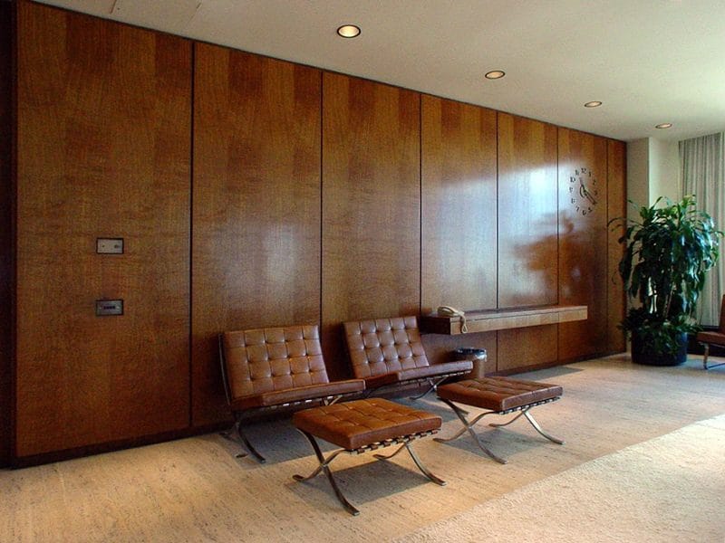 Barcelona Chair design inspiration — X-frame chrome steel base and leather cushions