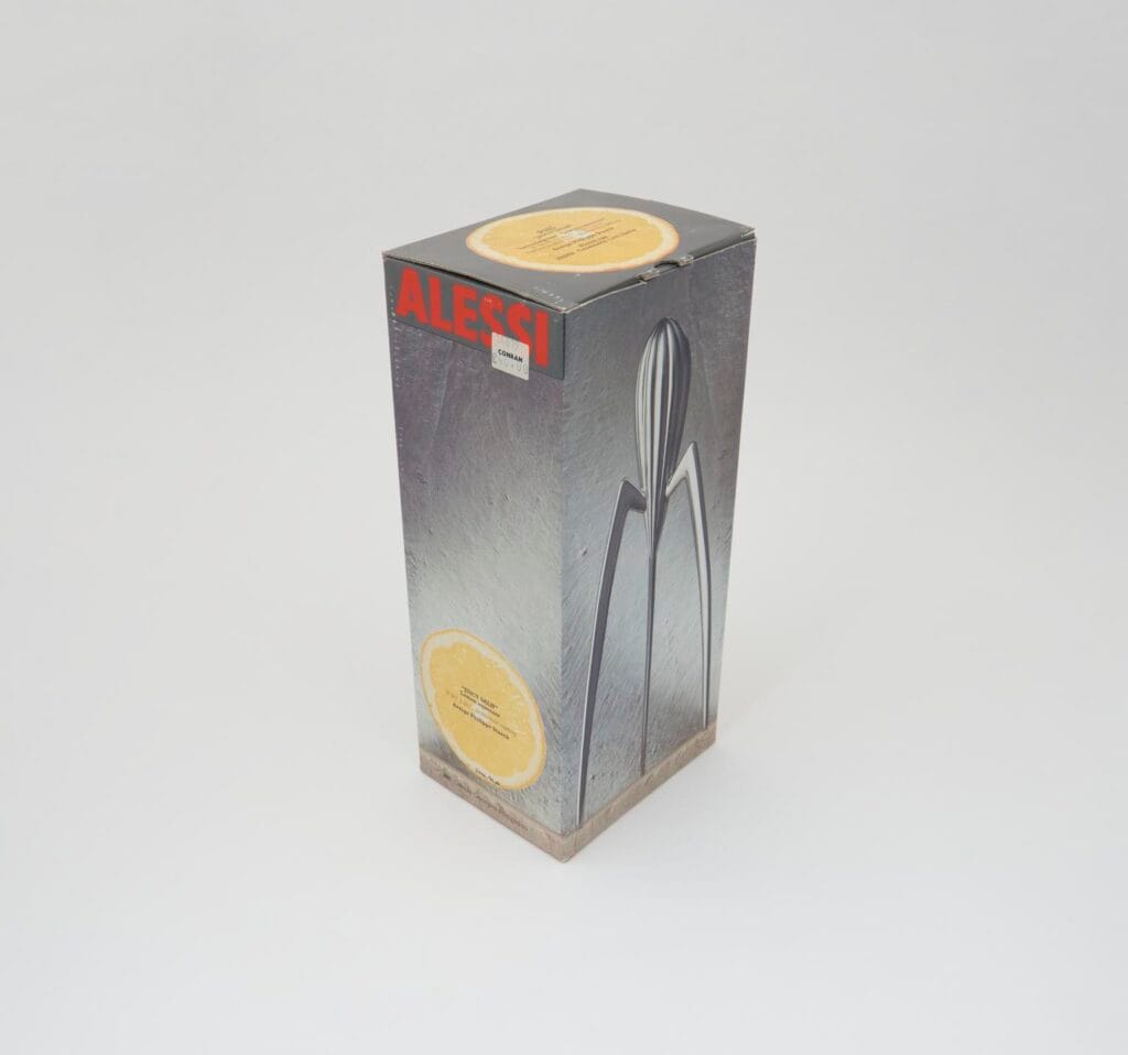 Original packaging for the lemon juicer 'Juicy Salif' designed by Philippe Starck (packaging)