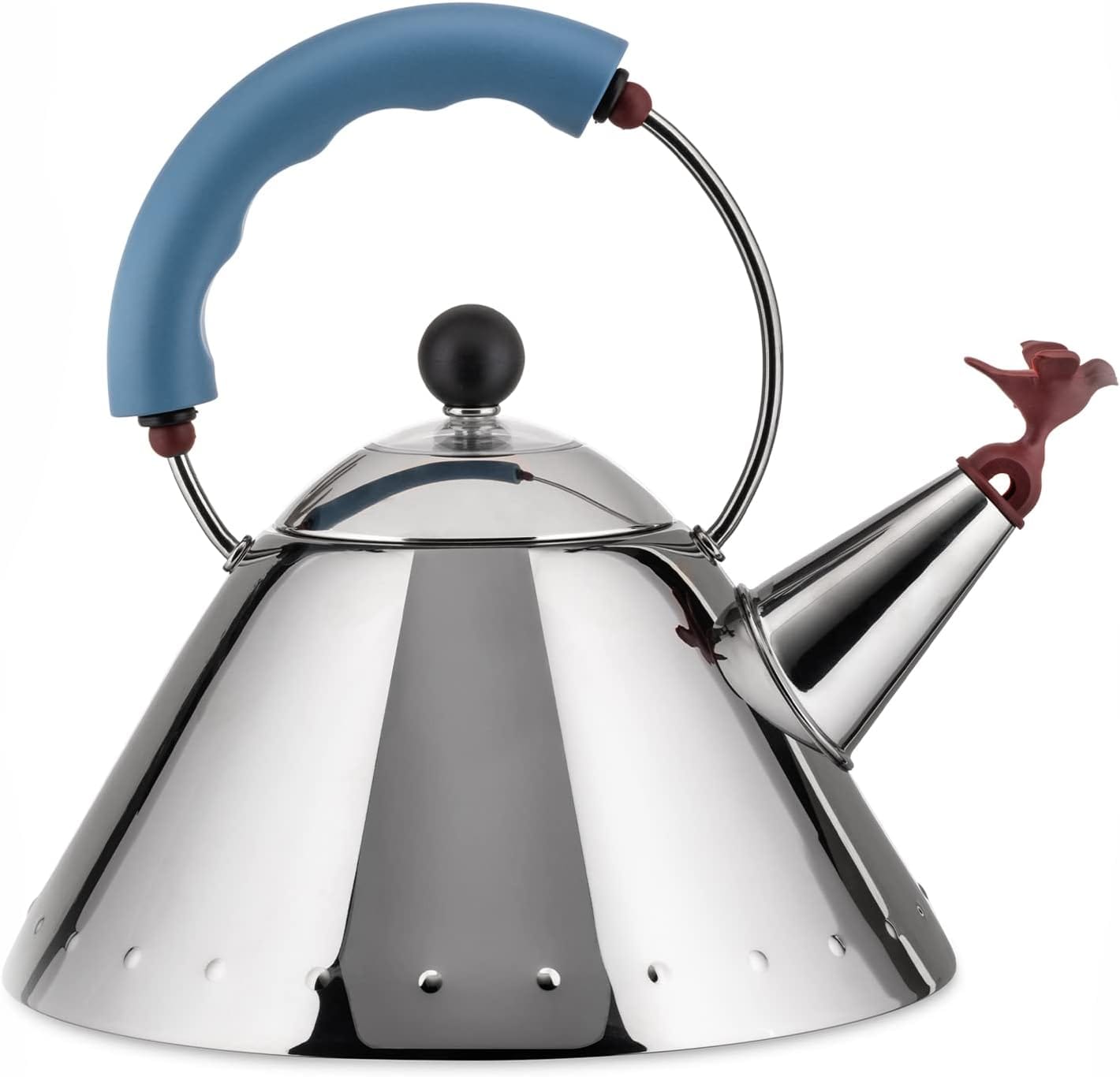 Alessi 9093 Bird Kettle by Michael Graves, 1985, stovetop whistling kettle with bird spout
