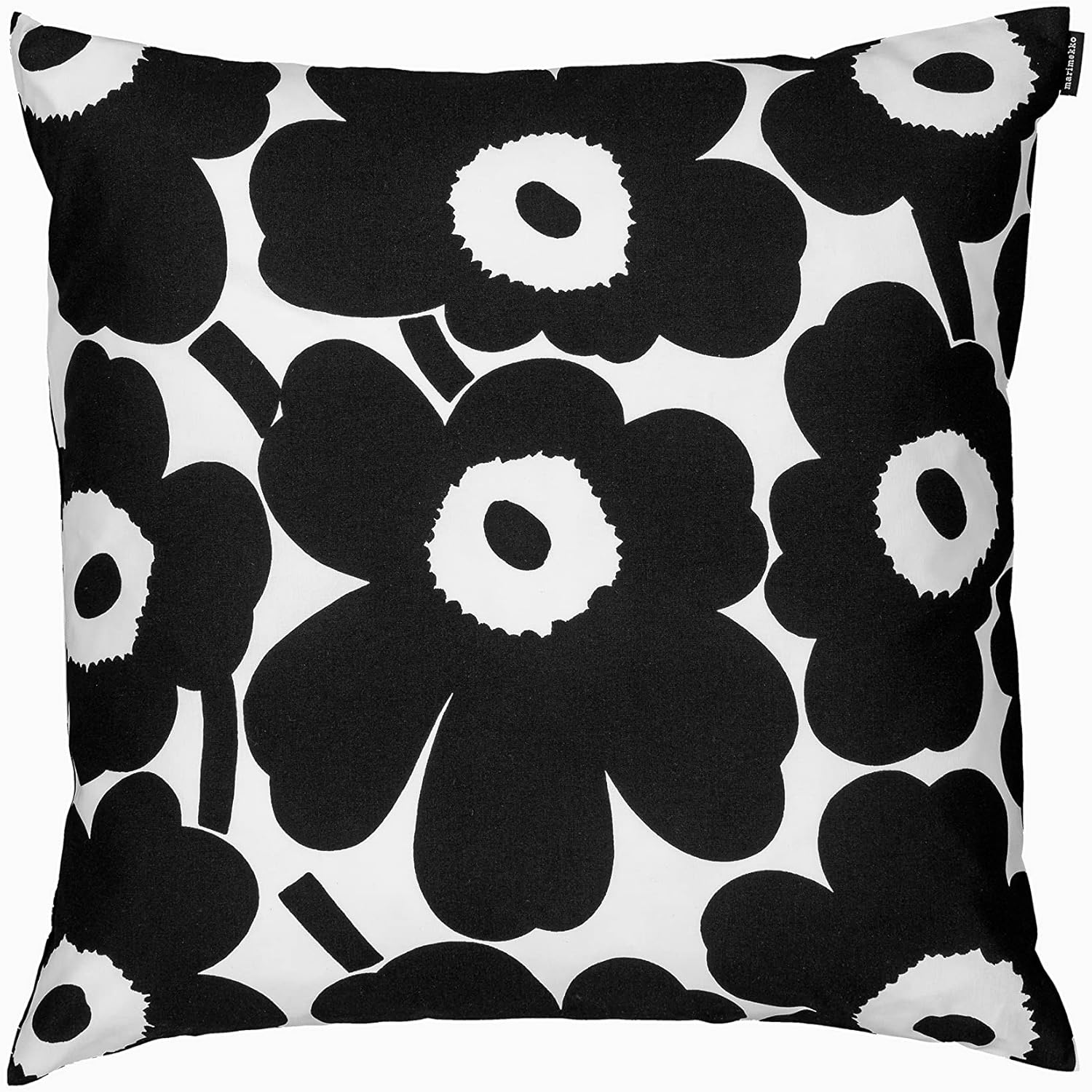 Marimekko Unikko Throw Blanket in grey and ivory Unikko poppy pattern wool cotton blend