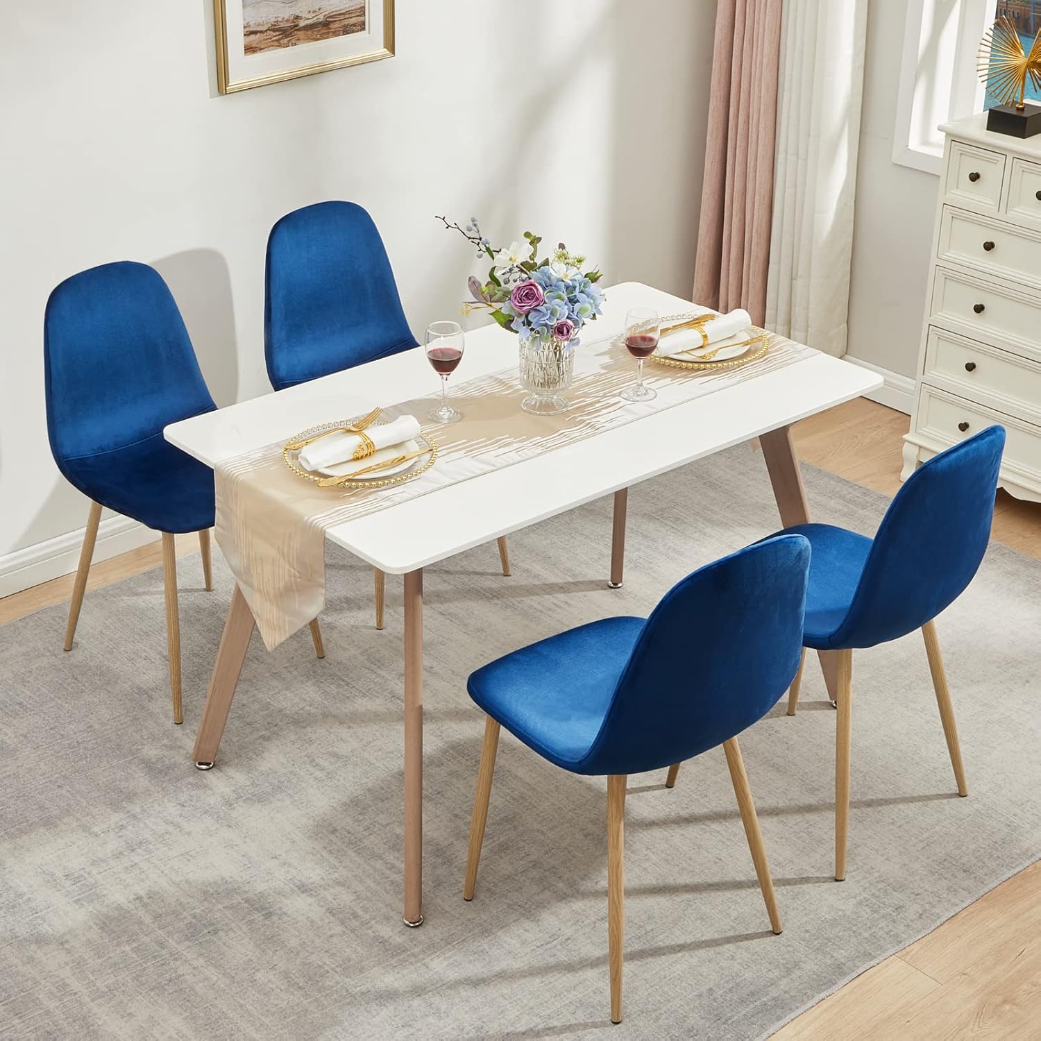 GreenForest Velvet Upholstered Dining Chair