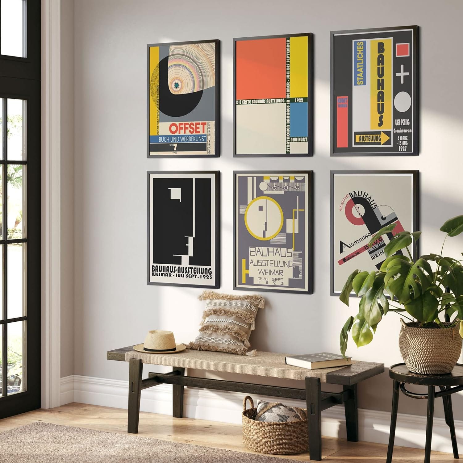 Bauhaus Exhibition Poster 6-Piece Collage Set — six distinct exhibition reproductions