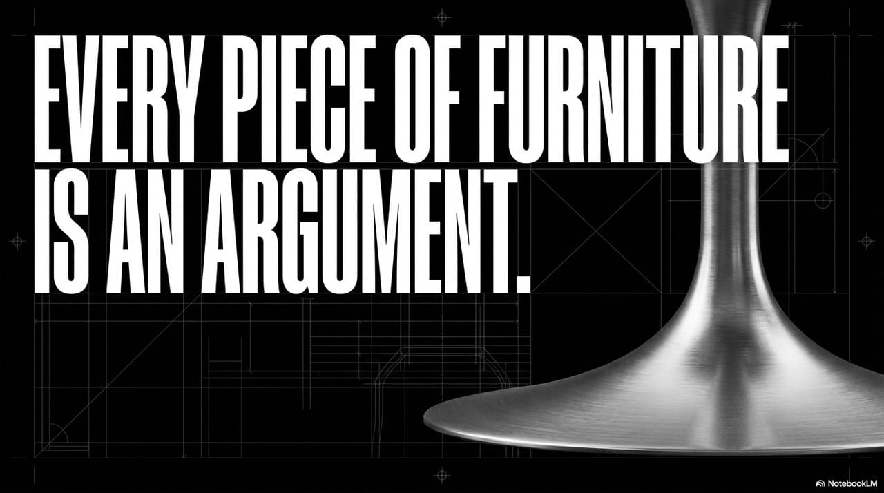 Every piece of furniture is an argument — editorial cover