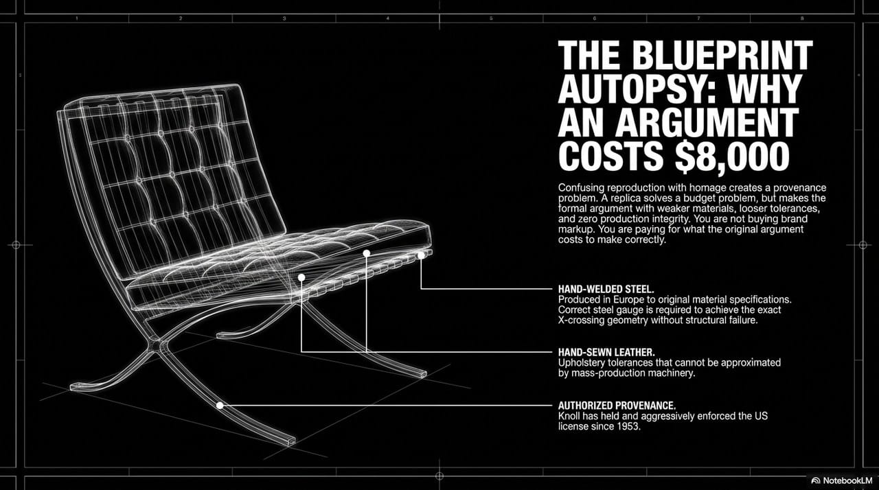 The blueprint autopsy — why a Barcelona Chair costs 8,000 dollars