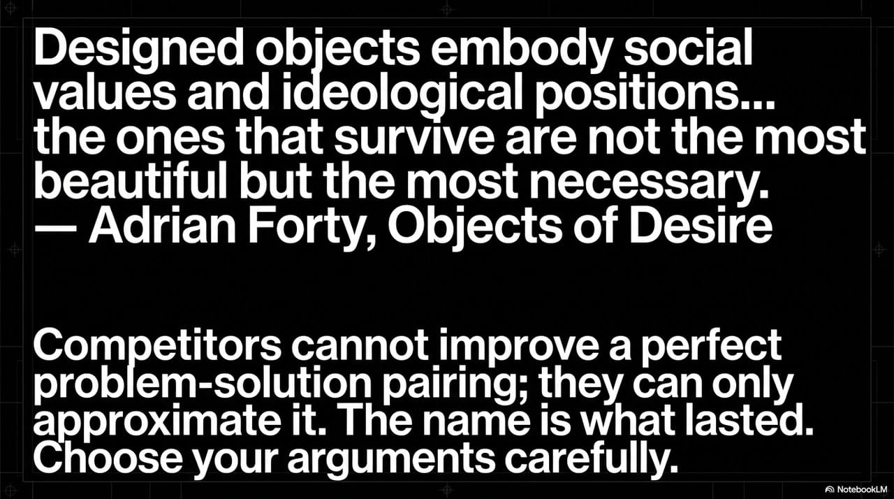 Designed objects embody social values — Adrian Forty, Objects of Desire