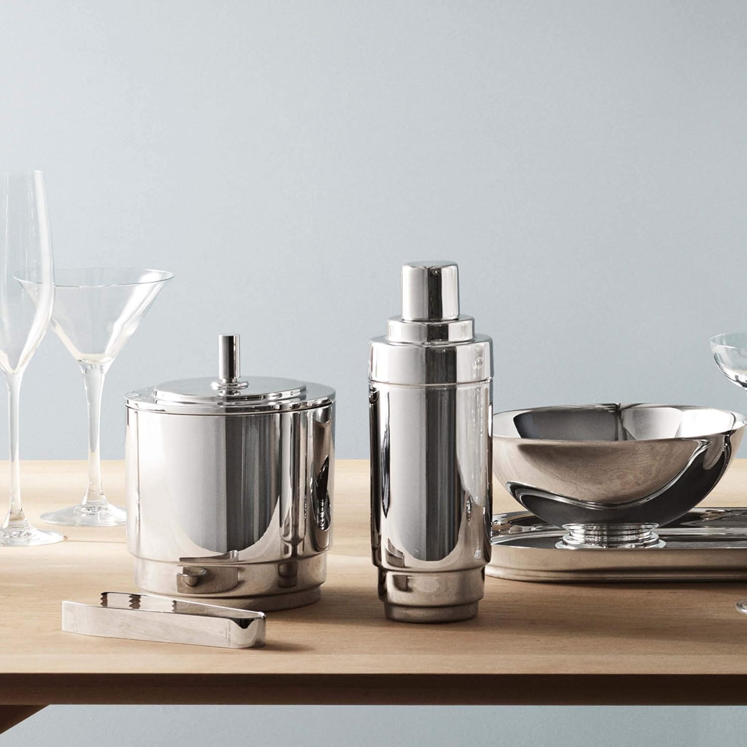 Georg Jensen Manhattan cocktail shaker — streamlined stainless steel