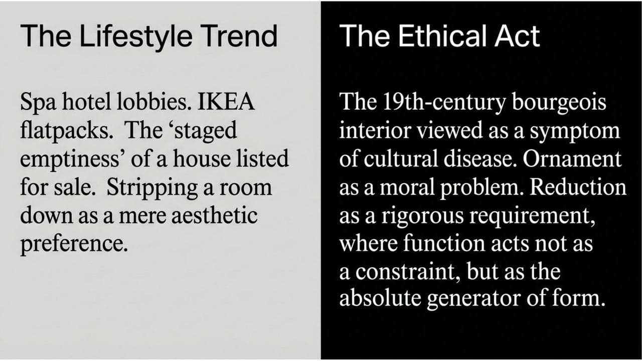 Design as lifestyle trend versus design as ethical act — the two registers of minimalism