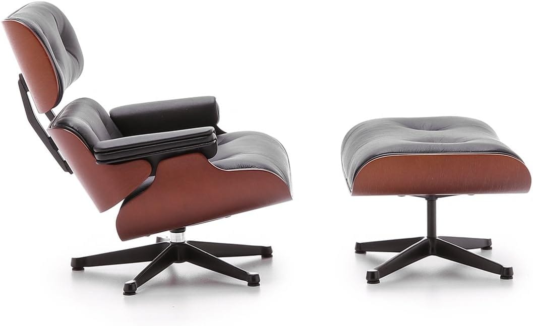 Vitra Miniature Eames Lounge Chair and Ottoman, 1:6 scale, bent plywood and leather
