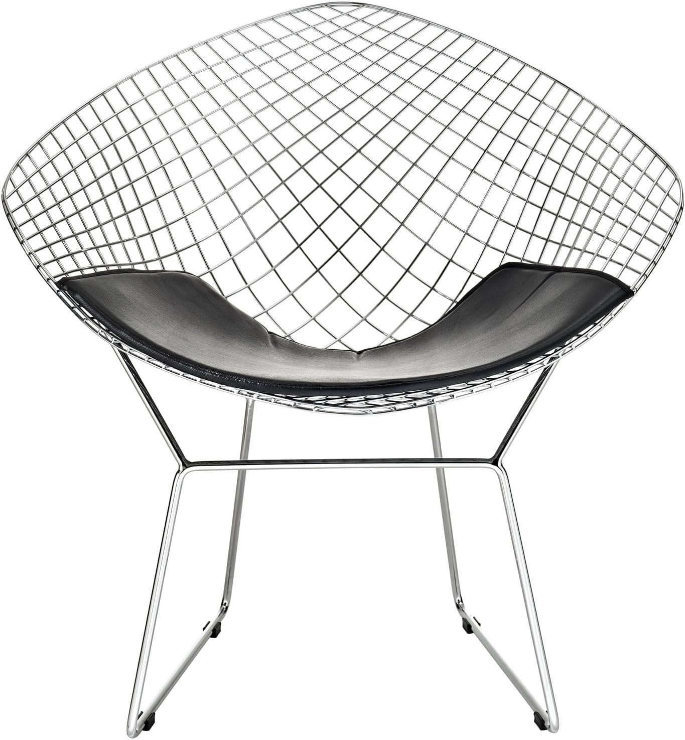 Modway CAD wire lounge chair in black — Bertoia Diamond Chair style reproduction