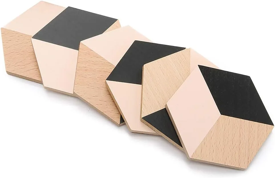 Areaware Table Tiles Black Beige by Bower Studio, set of six modular coasters