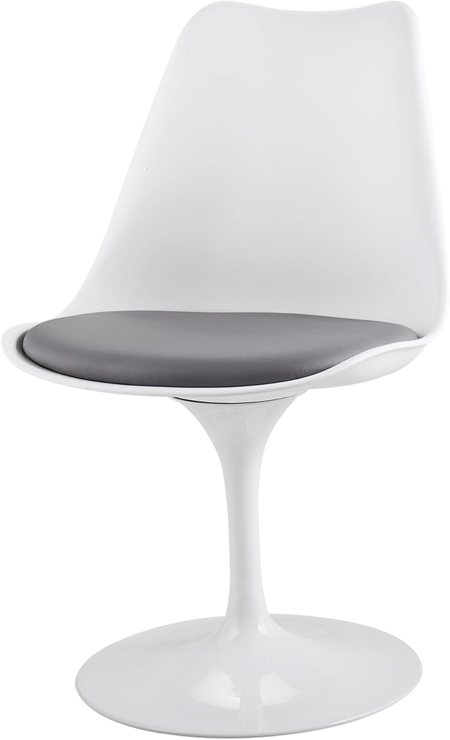 JAXPETY Swivel Tulip Side Chair, white steel pedestal base, cushioned seat, 360-degree rotation