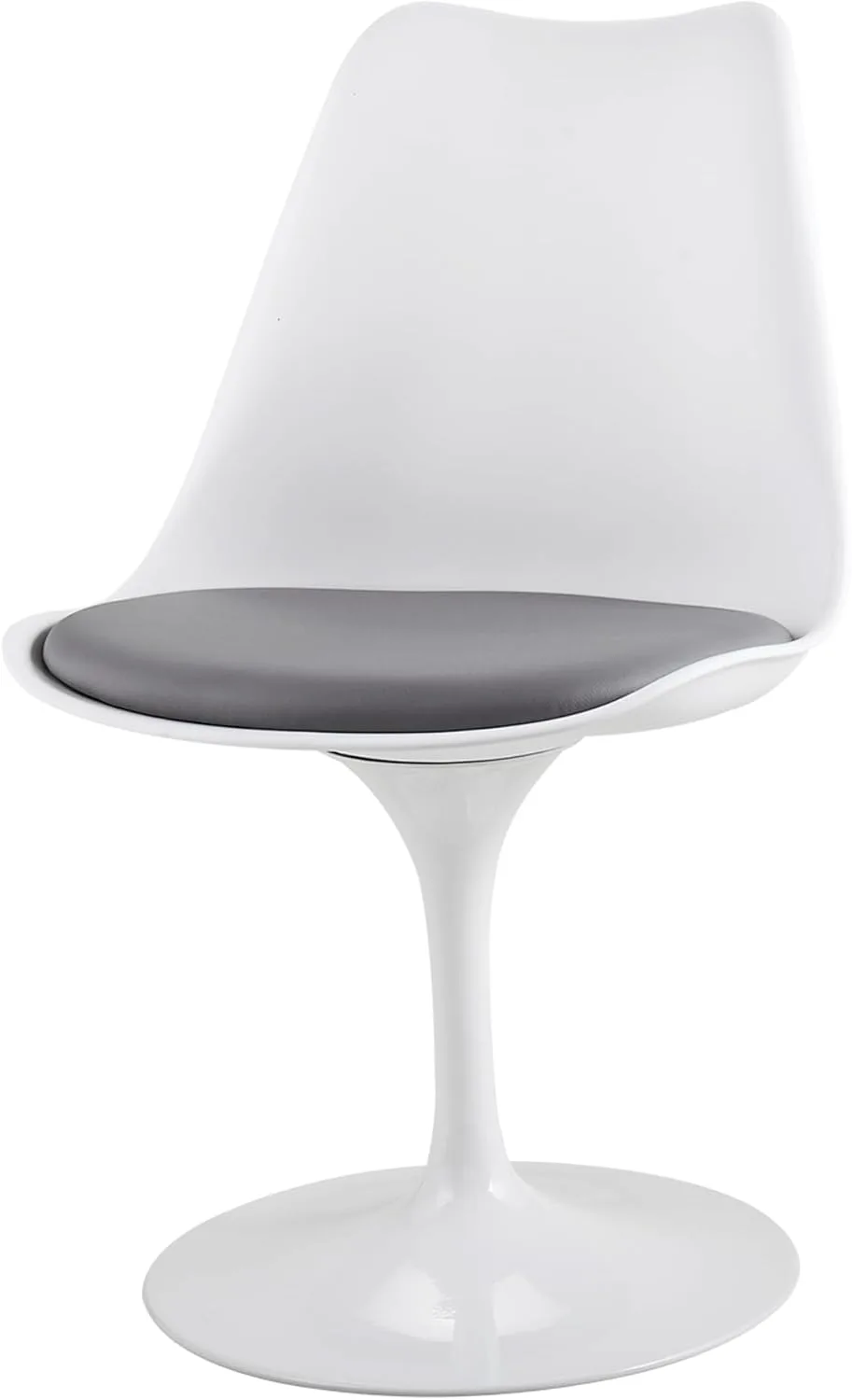 JAXPETY Swivel Tulip Side Chair, white steel pedestal base, cushioned seat, 360-degree rotation