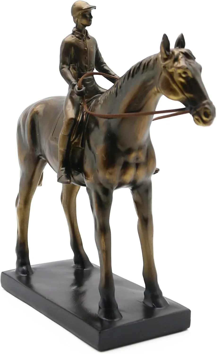 Equestrian horse rider figurine, resin, tabletop sculpture