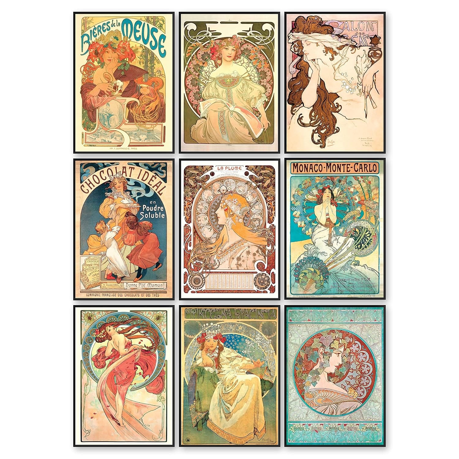 Alphonse Mucha Art Nouveau decorative print, botanical and female figure motifs