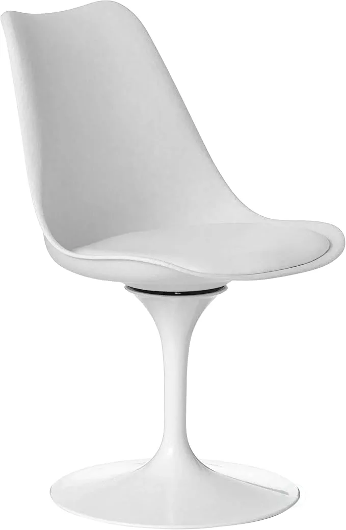 Tulip Dining Chair Replica, mid-century modern side chair, ABS shell, white, no arms