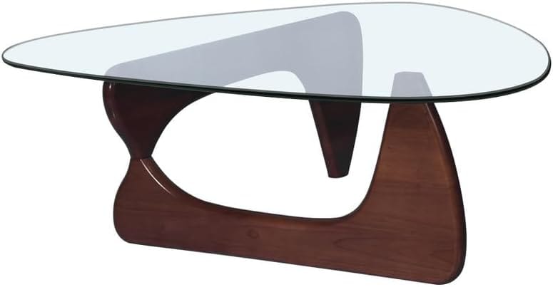 HuPoFun Isamu Noguchi table reproduction in dark walnut with 0.47-inch tempered glass top