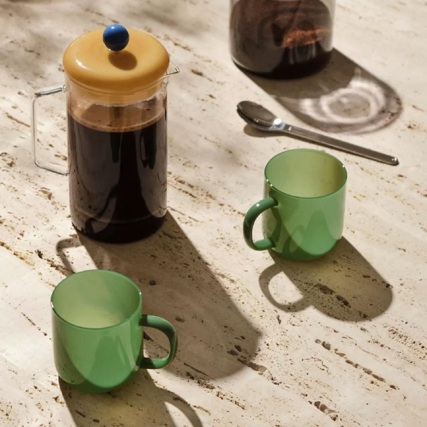 HAY Borosilicate Mug set of 2 in jade green glass