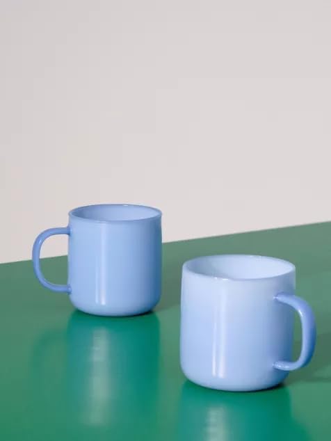 HAY Borosilicate Mug set of 2 in light blue glass