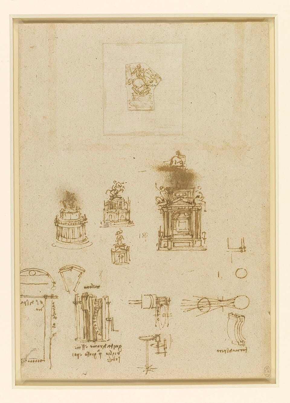 Leonardo da Vinci study for Trivulzio equestrian monument drawing c.1508-10 Royal Collection Windsor RCIN 912353