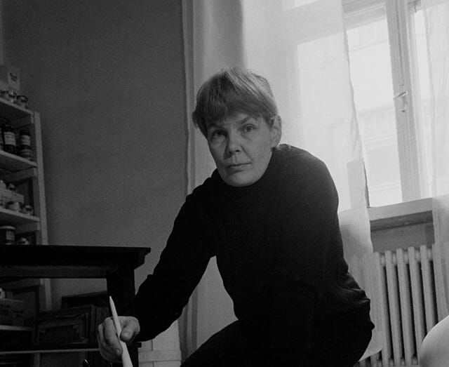 Maija Isola, Finnish textile designer and creator of the Unikko pattern, photographed in 1966