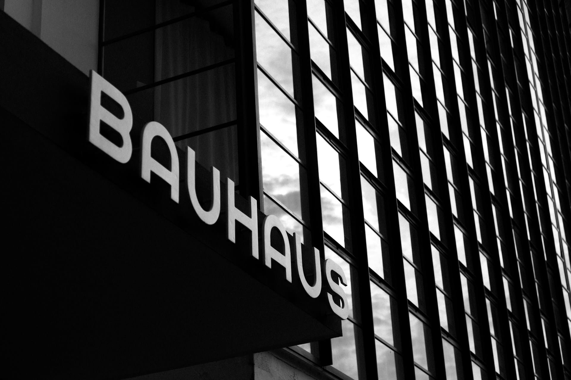 The Bauhaus building in Dessau, designed by Walter Gropius and completed in 1926, with its characteristic glass curtain wall facade
