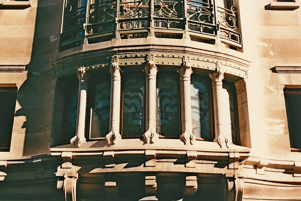 Victor Horta, Hotel Tassel staircase ironwork, Brussels, 1893, showing organic branching structural columns