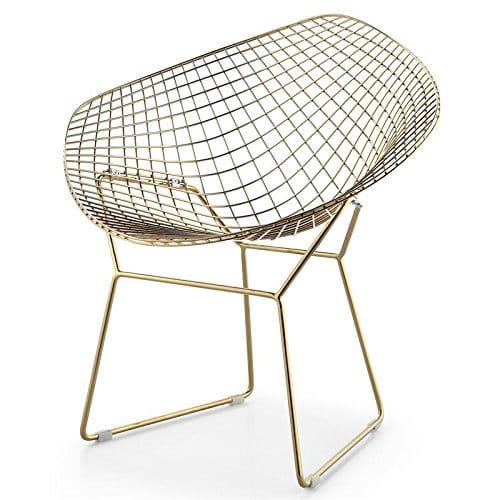 Bertoia-style Diamond Chair wire mesh reproduction in chrome finish