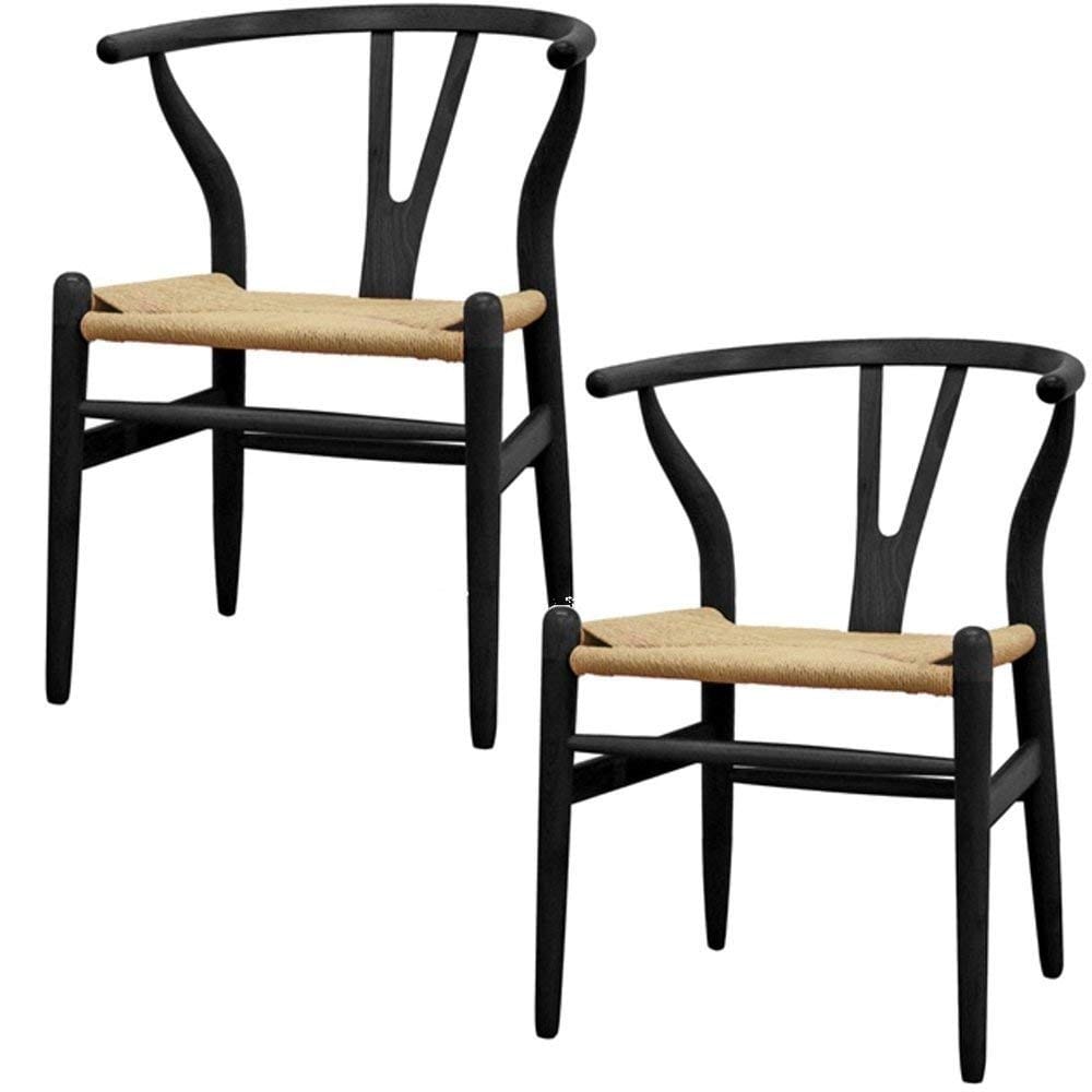 Hans Wegner Wishbone Chair replica in black, set of 2