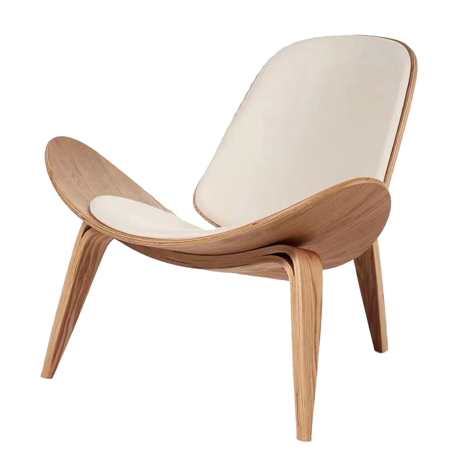 Hans Wegner Shell Chair style replica in ash and white leather