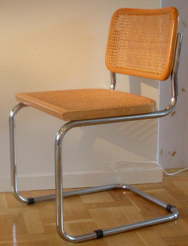 Cesca Chair Model B32 by Marcel Breuer, 1928, cantilevered tubular steel with cane seat