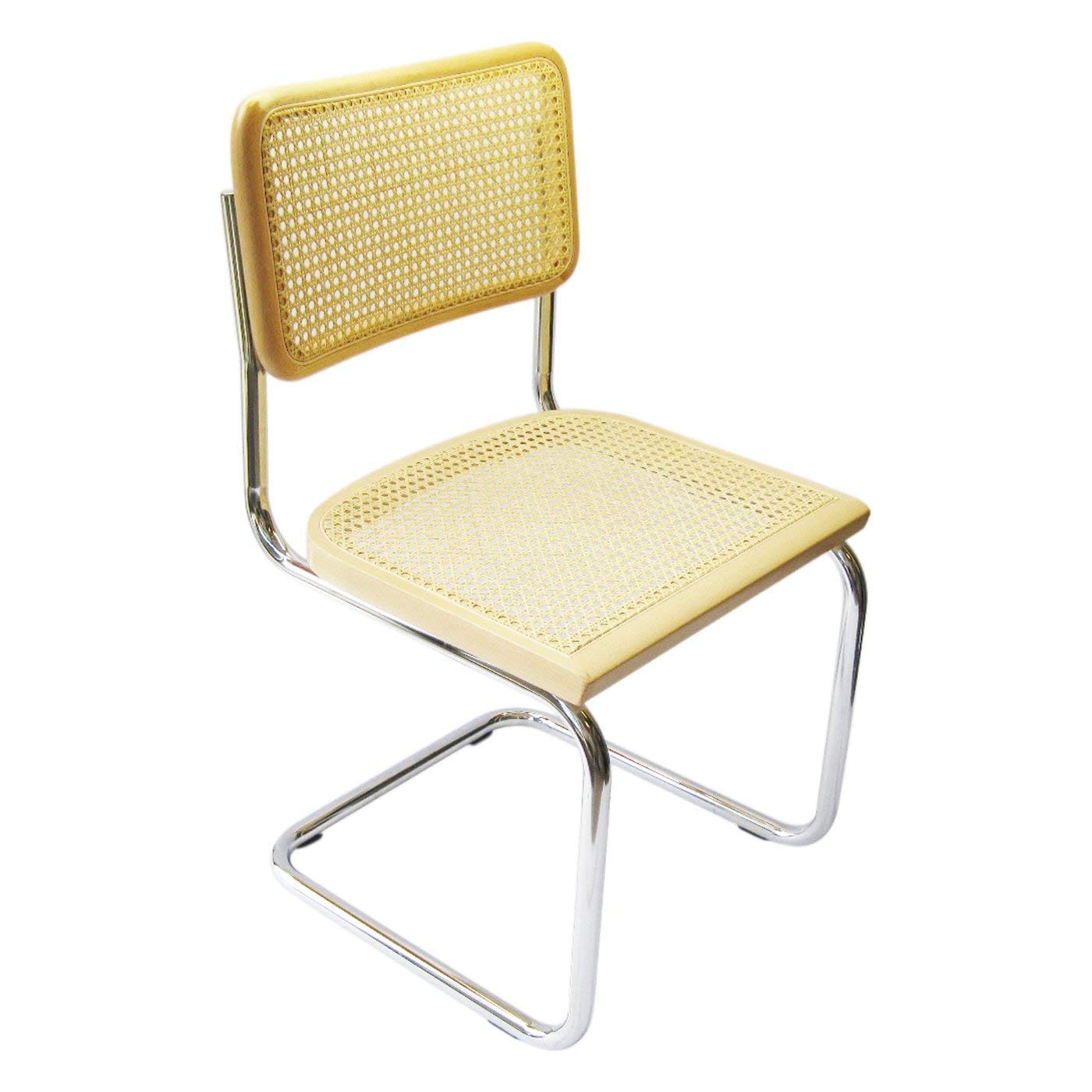 Marcel Breuer Cesca Chair cantilever side chair with chrome frame and natural cane